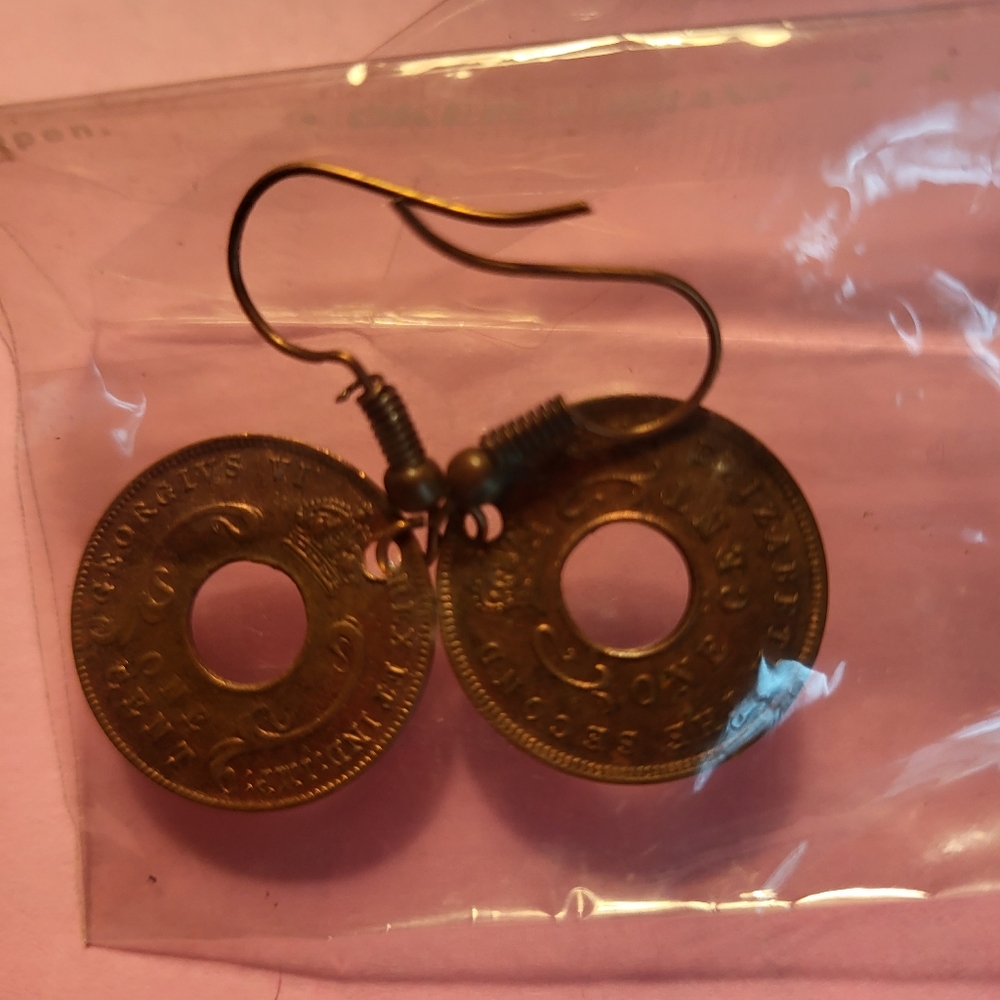 Earrings made from East African coins - Brand new...never unpackaged or worn